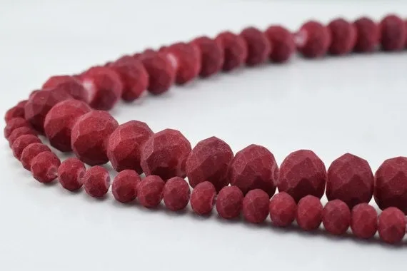 2 Strands Matte Glass Beads Donut Rondelle Faceted Jewelry Decoration Chandelier 3x4mm and 6x8mm. 2 Sizes Group 60 PCs ea Item#789222042943