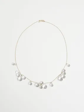 22" Multi Cluster Hand Cut Crystal "Bubble" Necklace on 18k Yellow Gold