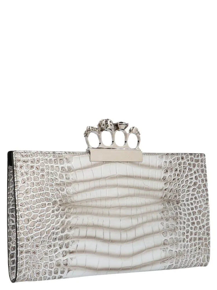 Alexander McQueen Embossed Four Ring Clutch