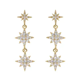 Aurora - Dangling Crystal Star Stud Earrings