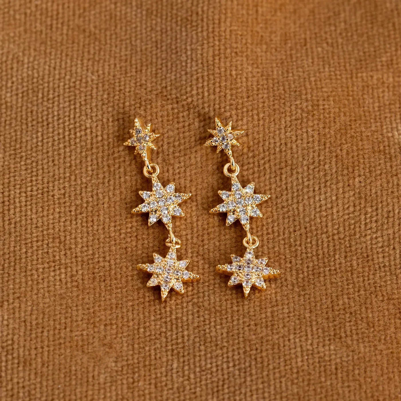 Aurora - Dangling Crystal Star Stud Earrings