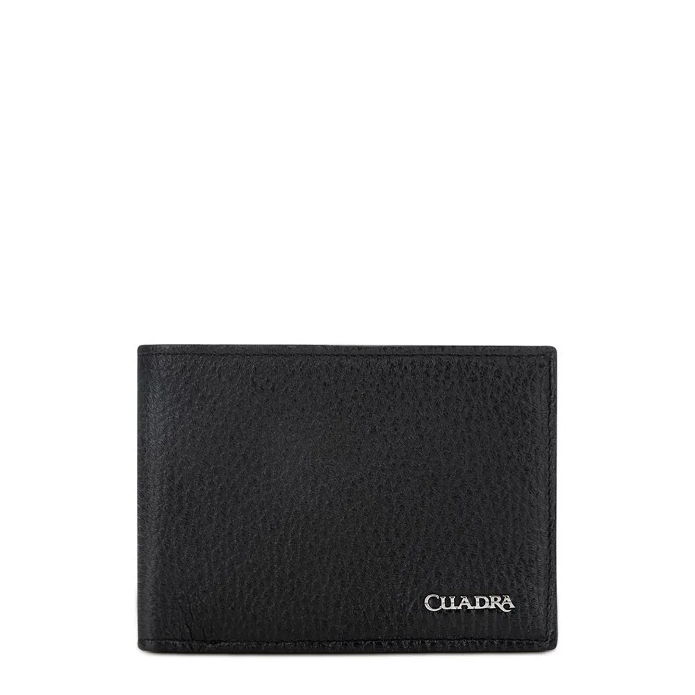 B2910VE - Cuadra black classic deer leather bifold wallet for men