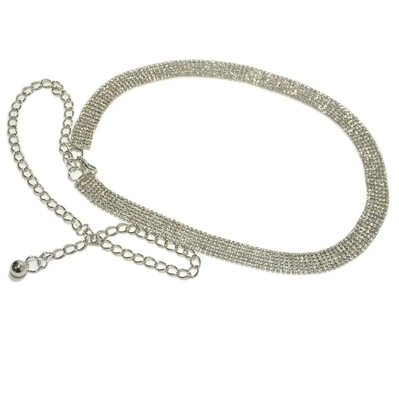 Belts For Women Chain Stretchy Strap Metal Designer Belts Luxury Diamond Waistband Femme