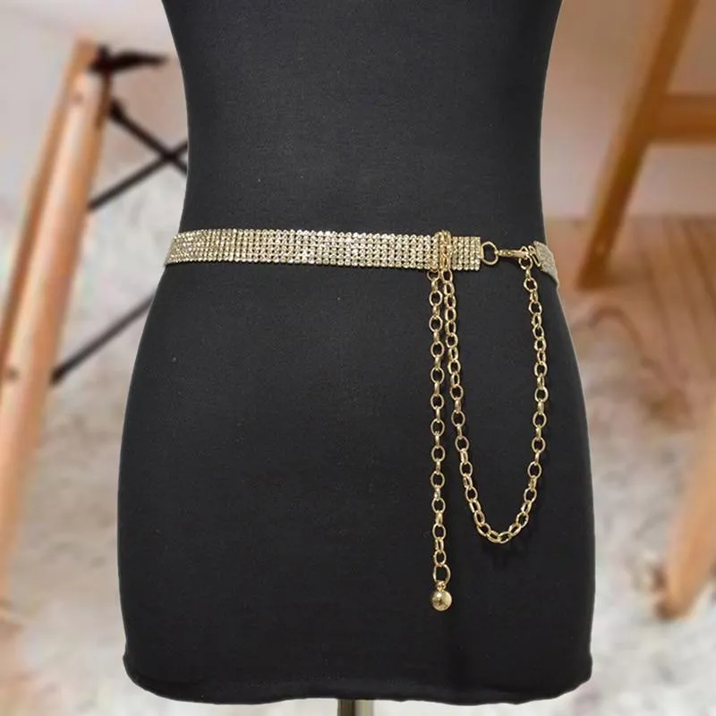 Belts For Women Chain Stretchy Strap Metal Designer Belts Luxury Diamond Waistband Femme