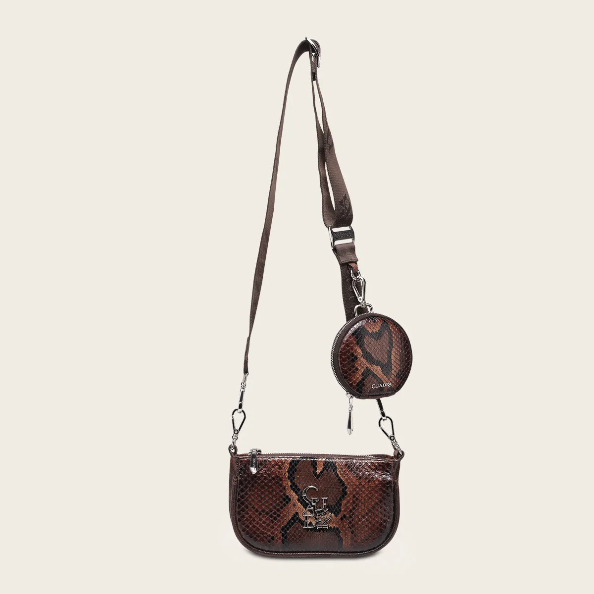 Brown exotic crossbody handbag