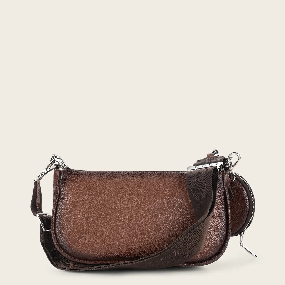 Brown exotic crossbody handbag