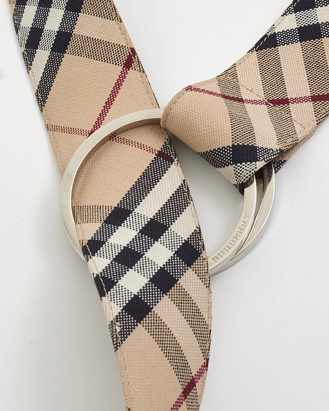 Burberry Beige Nova Check Fabric D-ring Belt