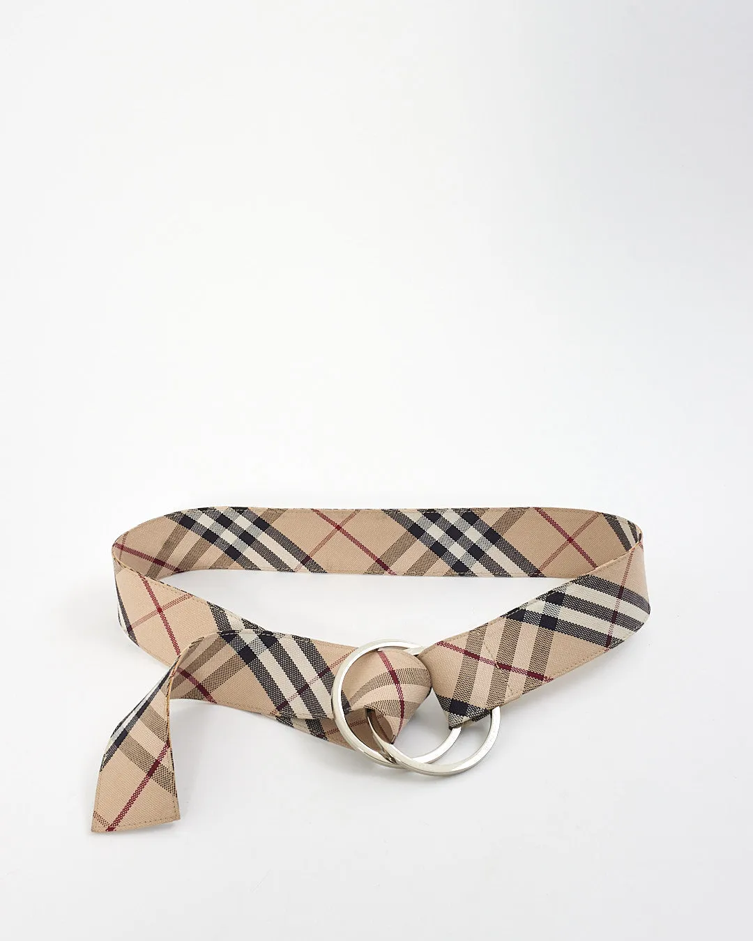 Burberry Beige Nova Check Fabric D-ring Belt