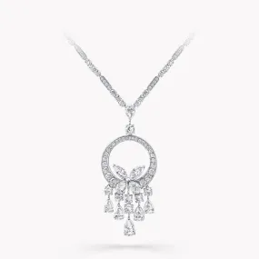 BUTTERFLY CHANDELIER CLASSIC SILVER DIAMOND NECKLACE