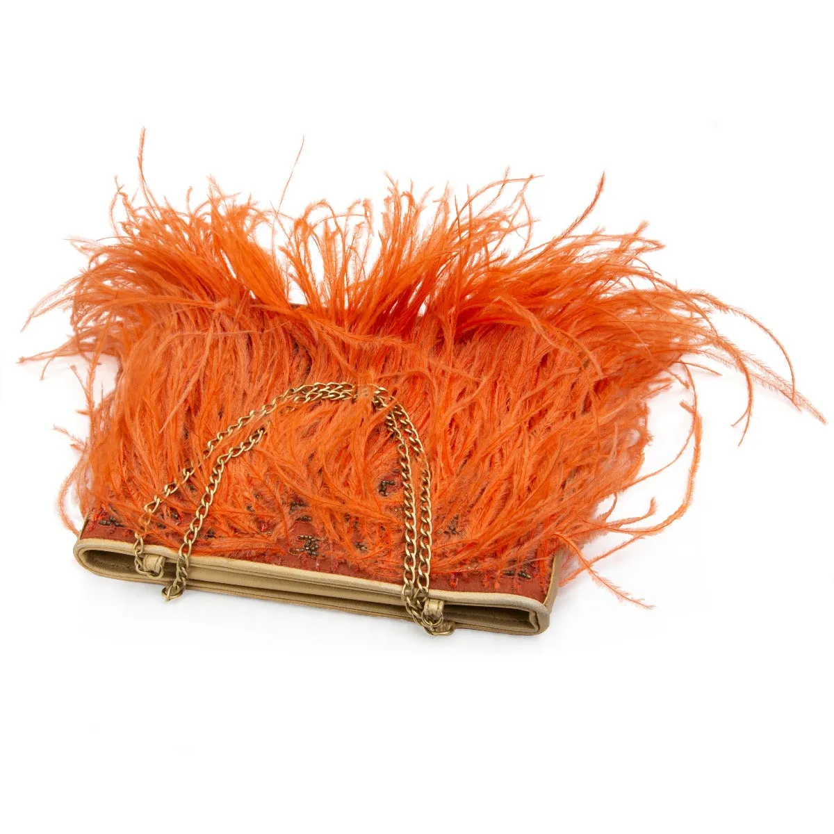 CHANEL Feather Embellished Clutch Bag