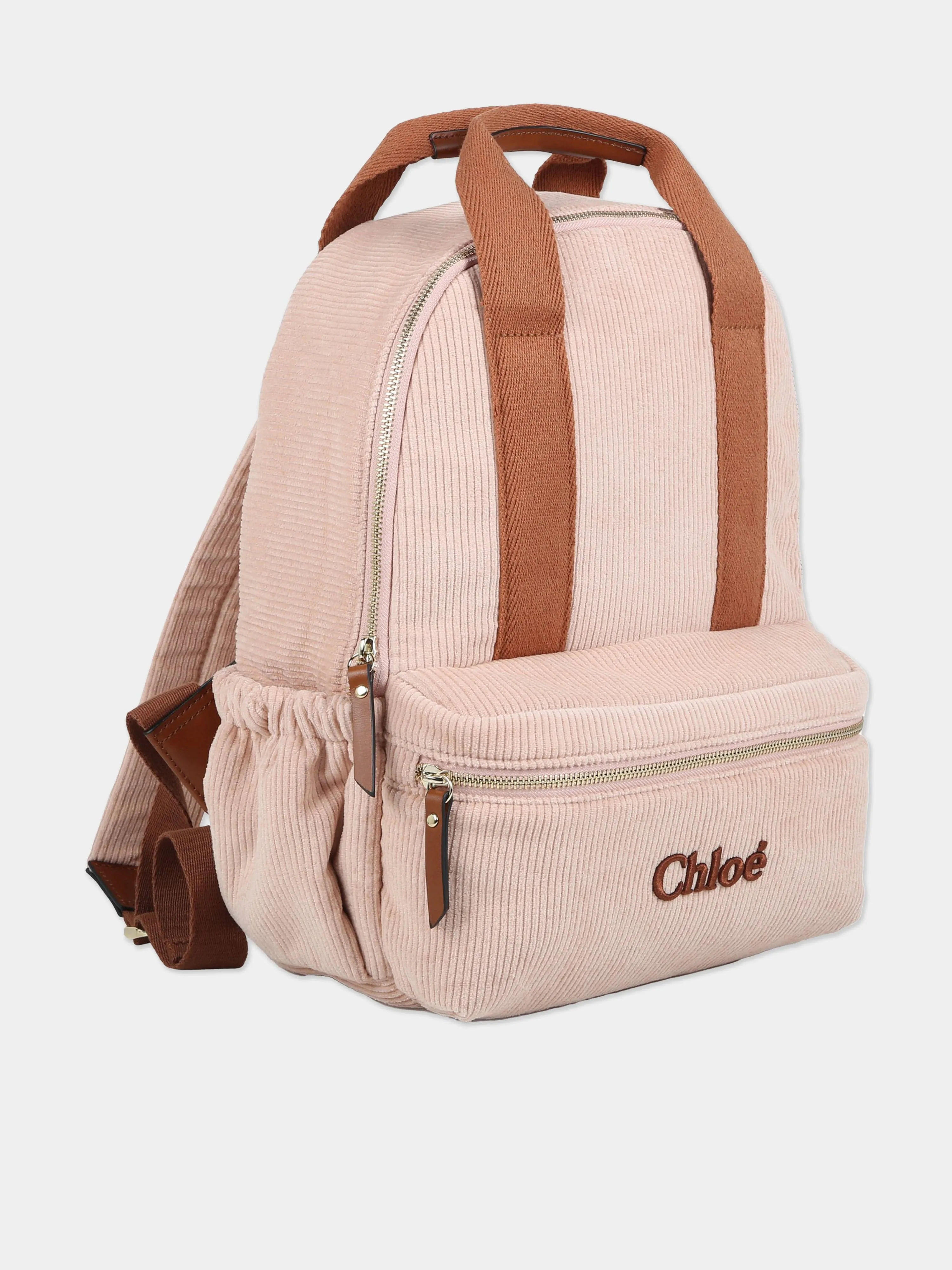 Chloé Girls Corduroy Backpack in Pink (36cm)