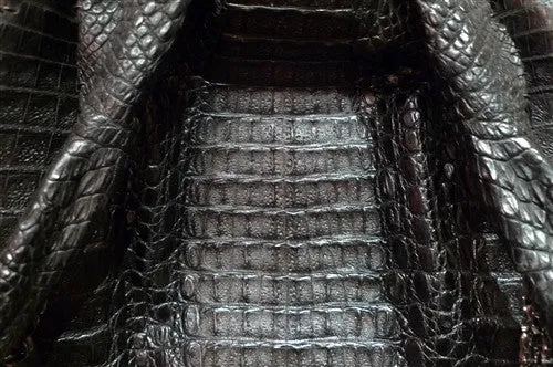 Clara Kasavina Black Crocodile Purse with Crystal Mesh and Frame