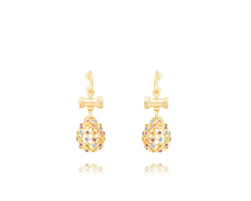 Colourful Gold Ball Drop Earrings