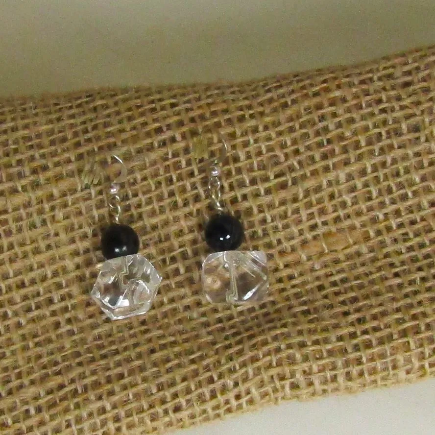 Crystal & Onyx Drop earrings