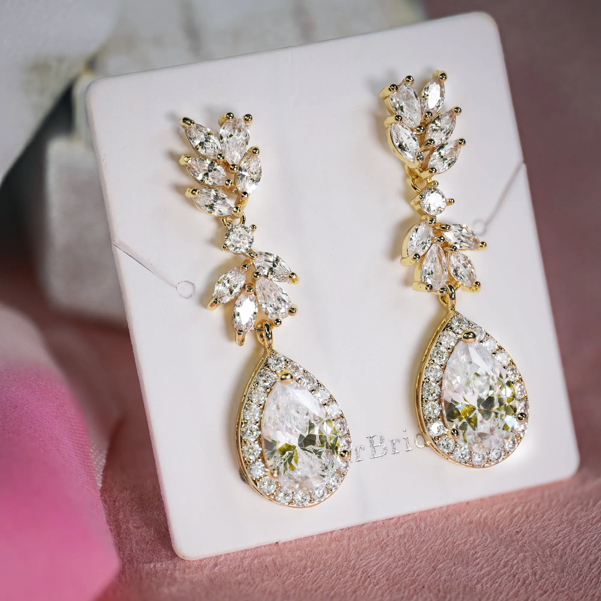 Crystal Tear Drop Earrings - Laura