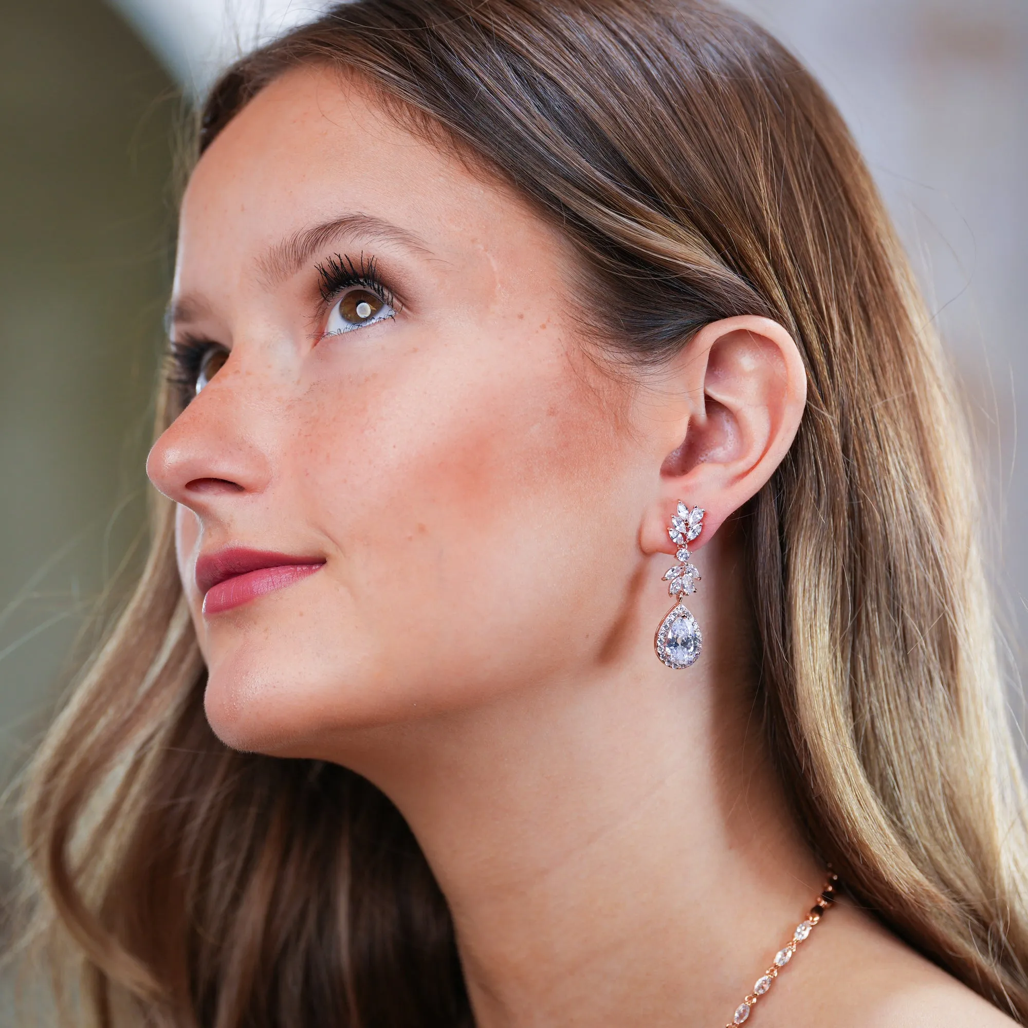 Crystal Tear Drop Earrings - Laura