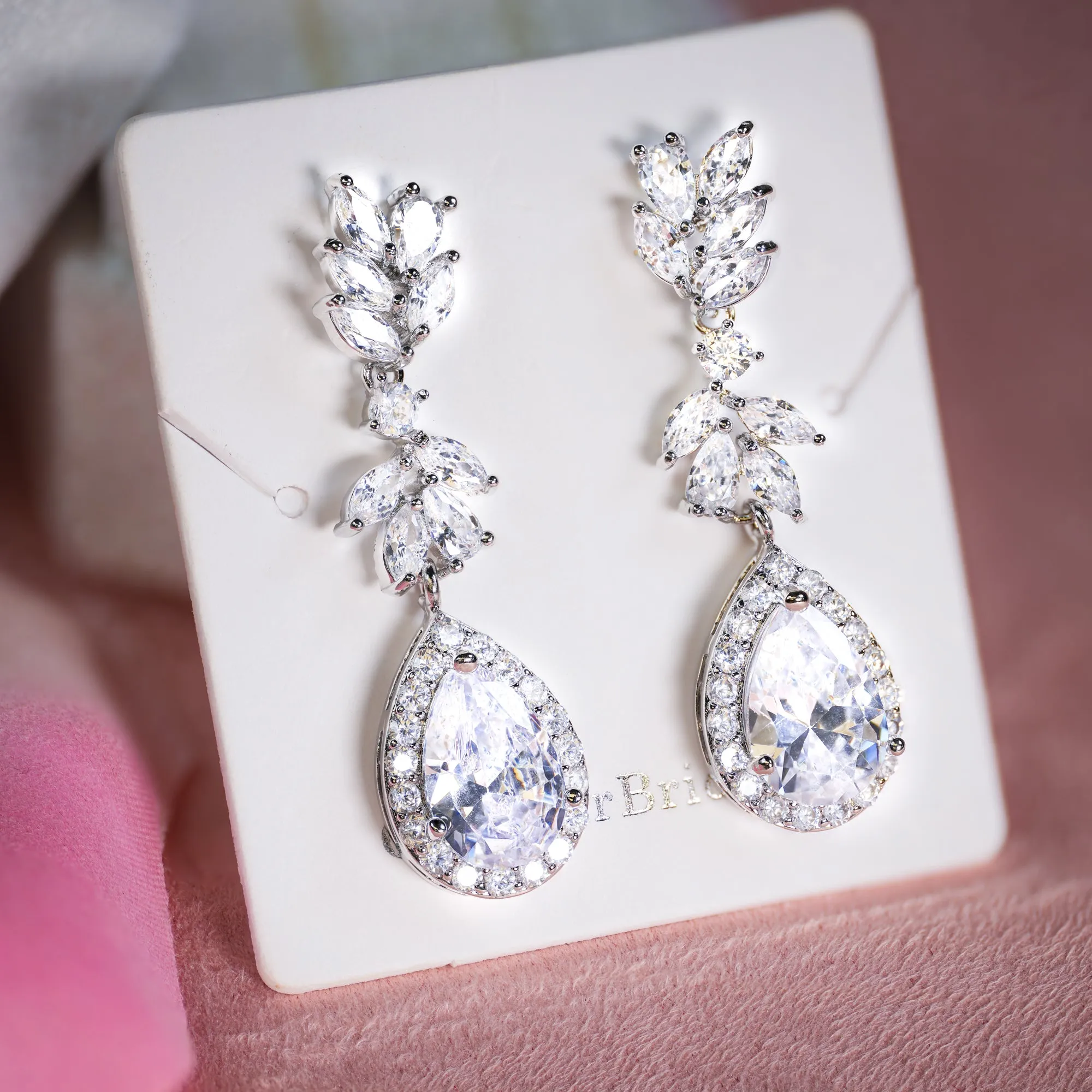 Crystal Tear Drop Earrings - Laura