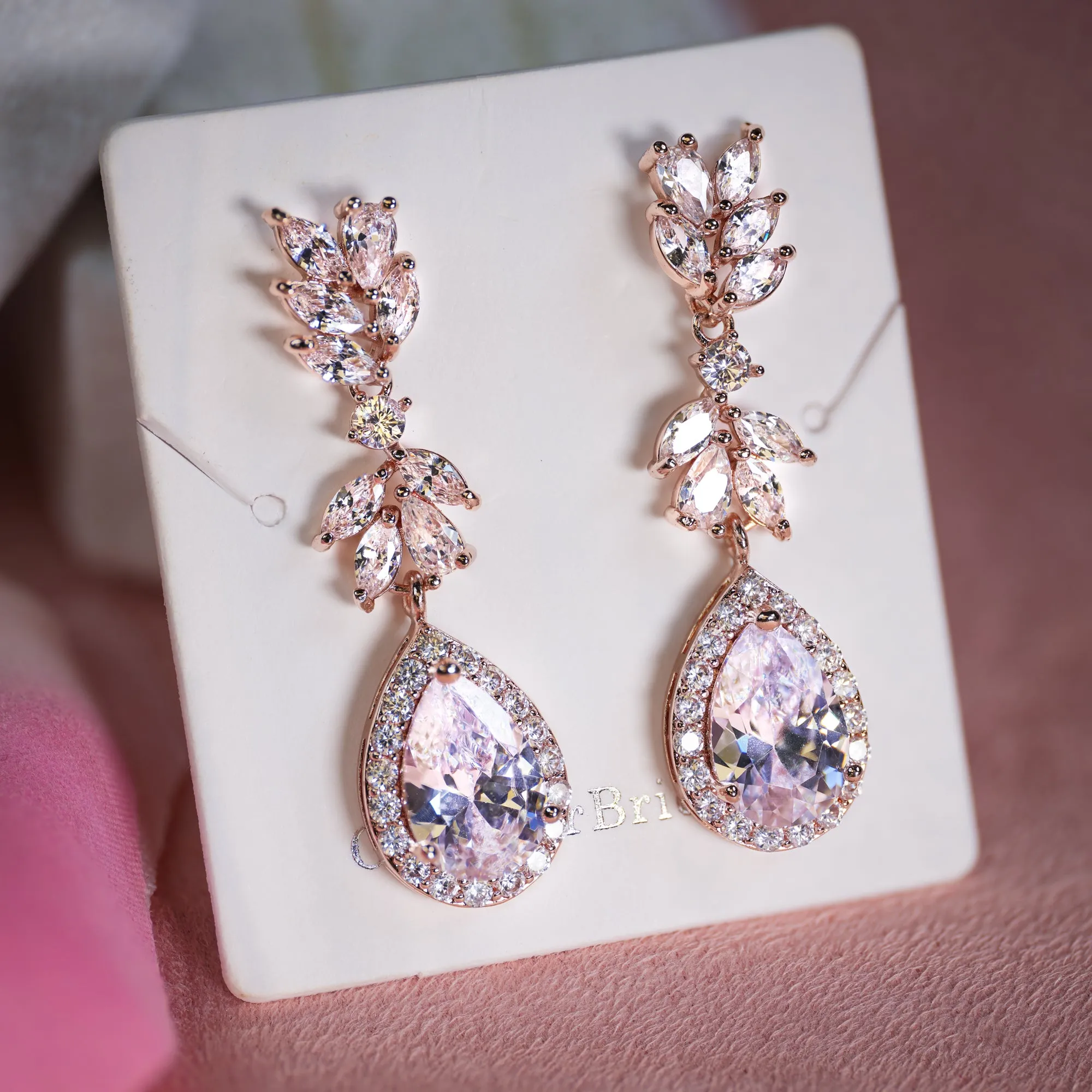 Crystal Tear Drop Earrings - Laura