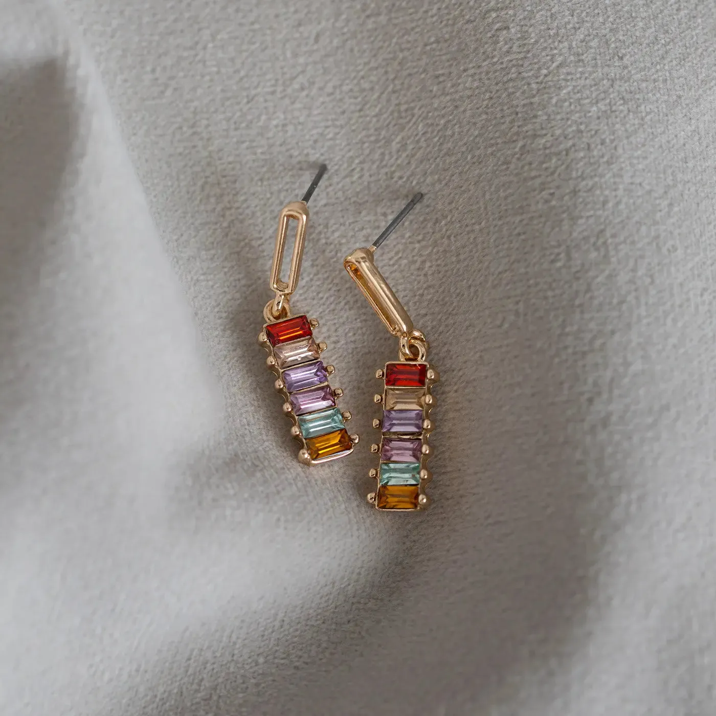 Dangling Colored Stones Earrings