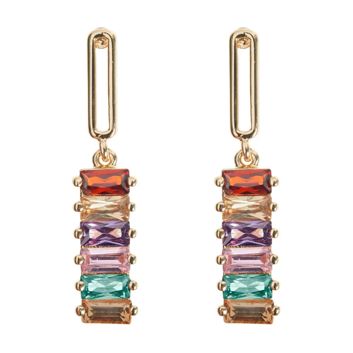 Dangling Colored Stones Earrings