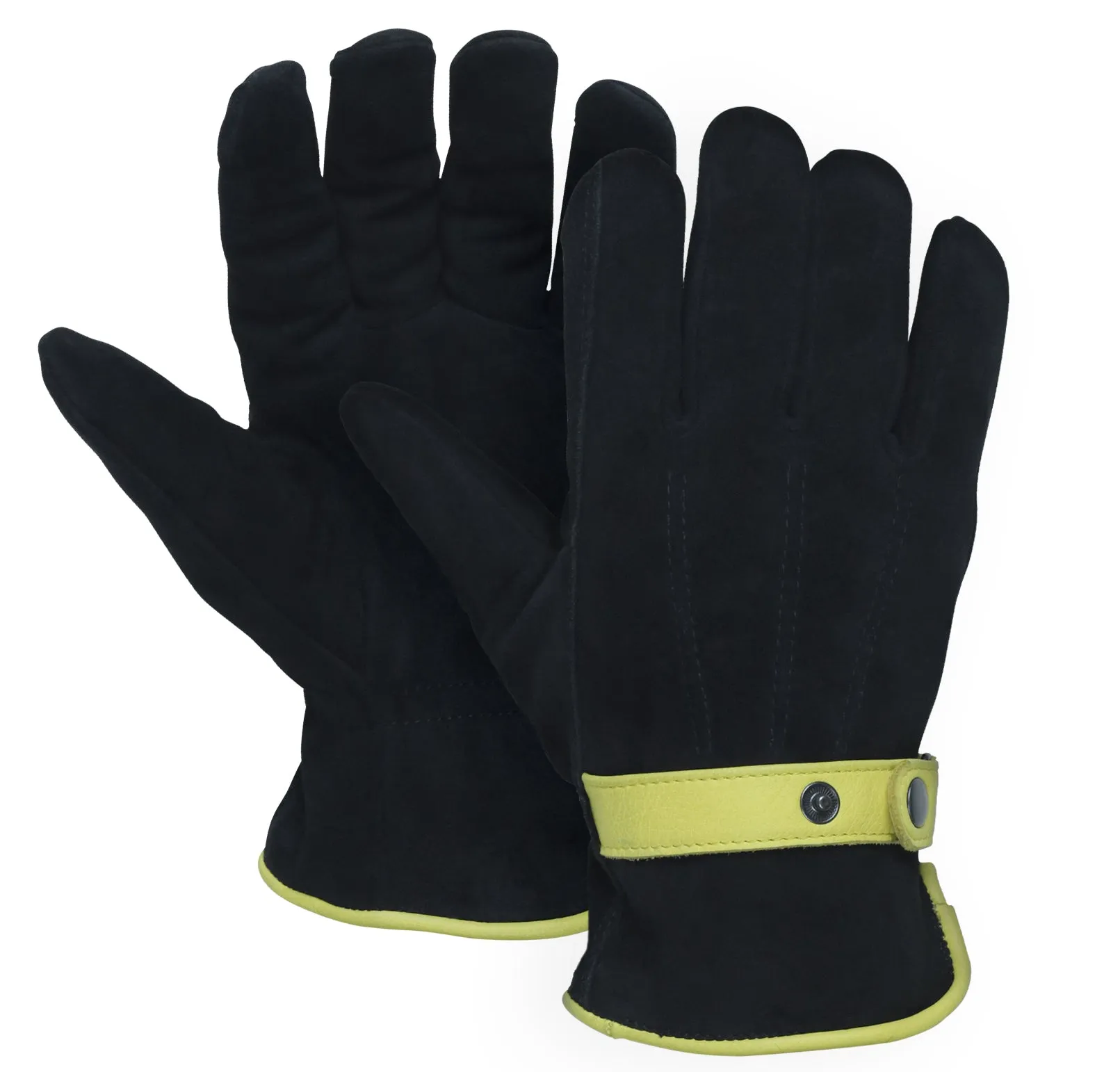 Deerskin Suede Gloves with 3M Thinsulate®  –  Black/Yellow