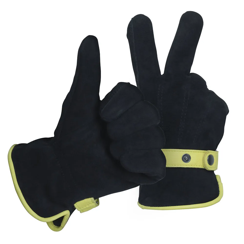 Deerskin Suede Gloves with 3M Thinsulate®  –  Black/Yellow