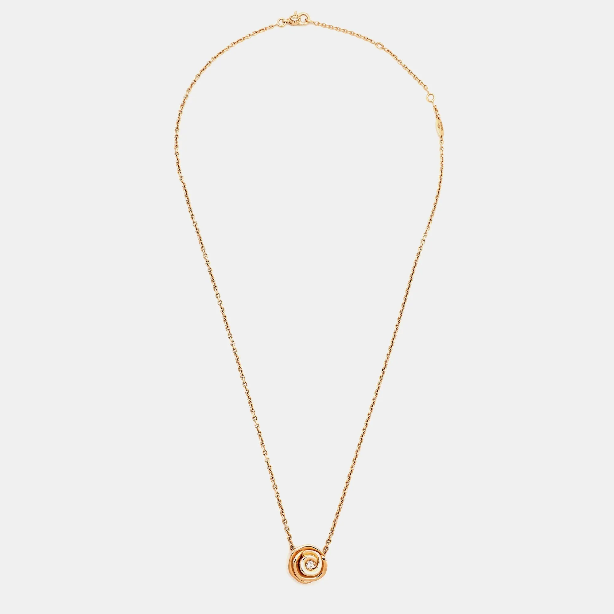 DIOR Large Rose Couture Diamond 18k Rose Gold Necklace