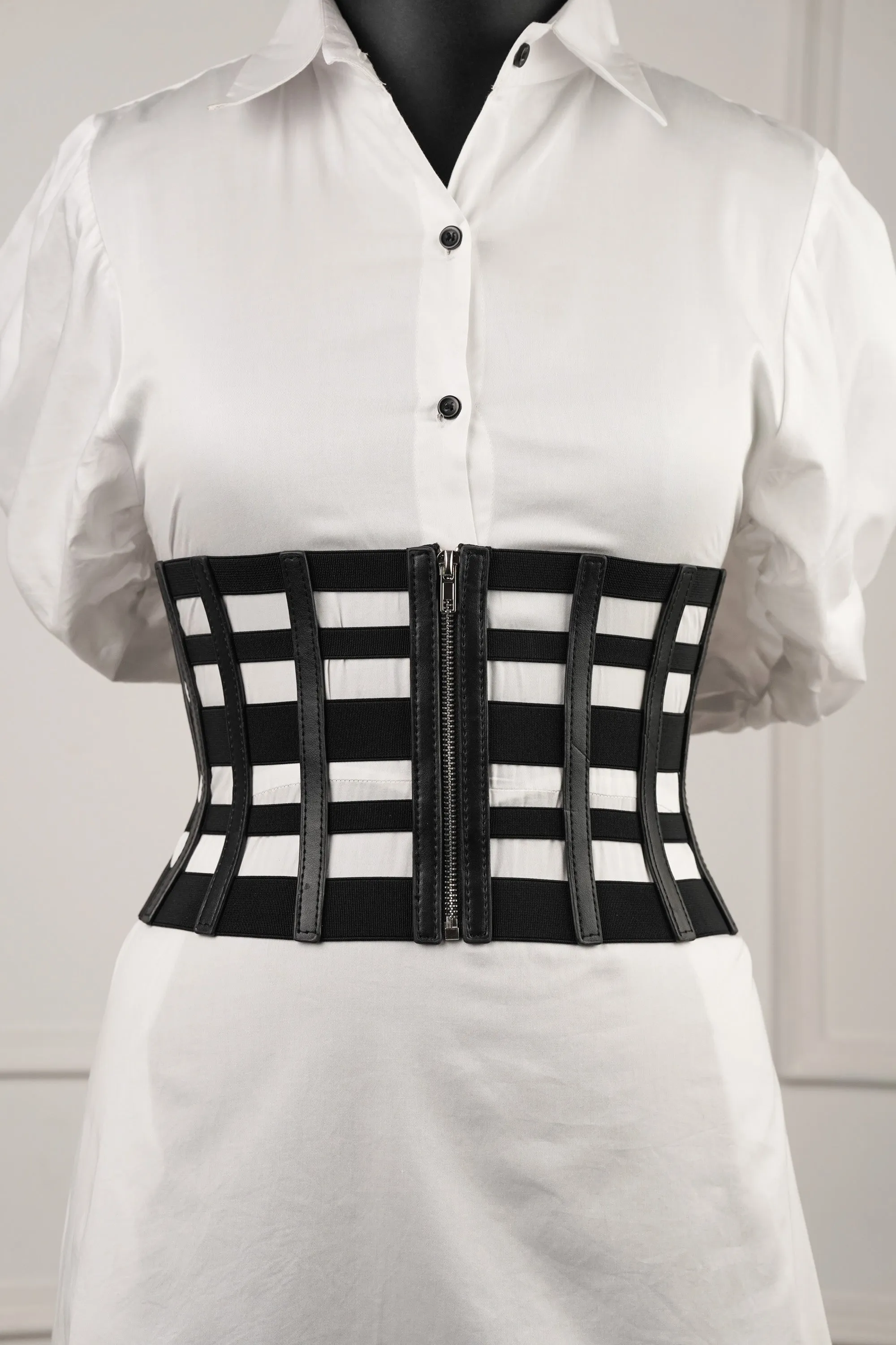 Elasticated Check Pattern Corset Belt