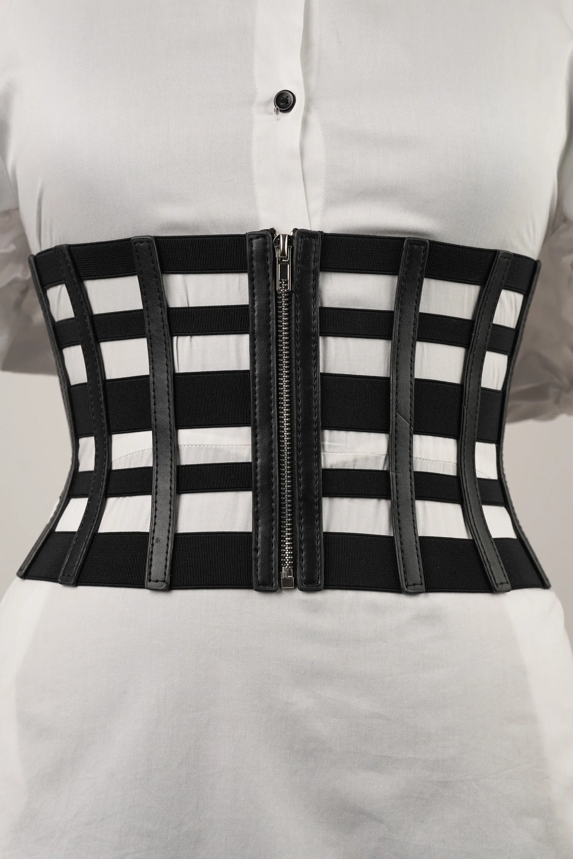 Elasticated Check Pattern Corset Belt