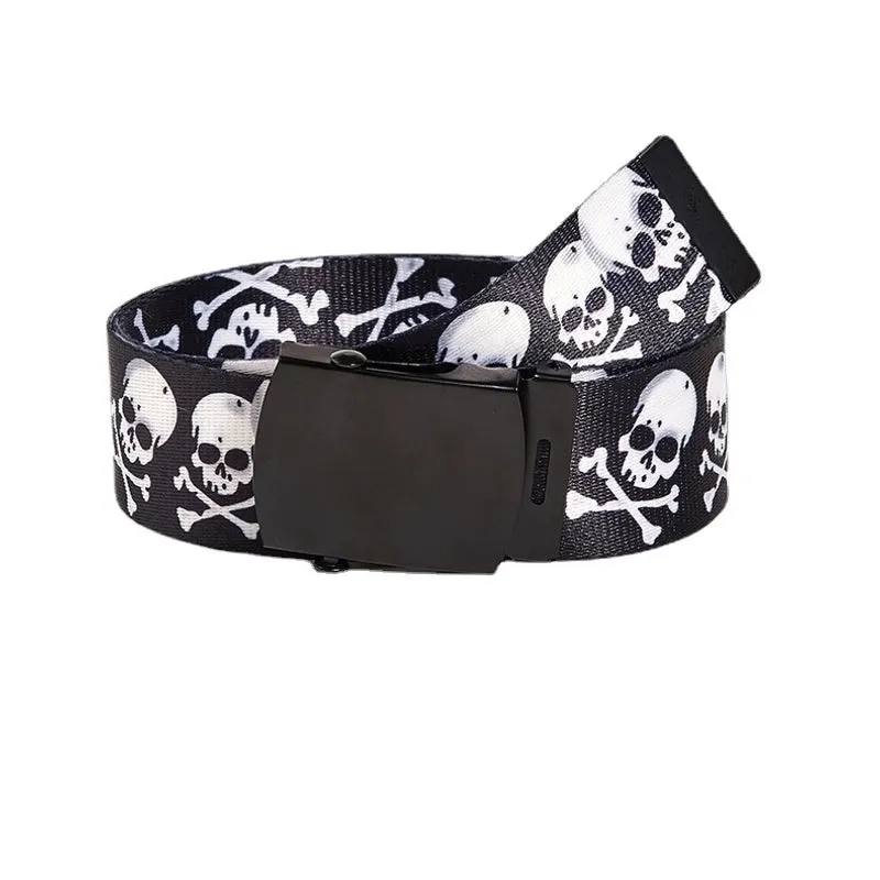 Exaggerated Skull Woven Fabric Iron Unisex Woven Belts