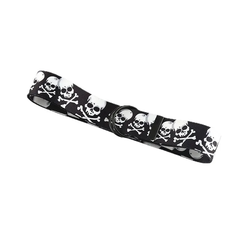 Exaggerated Skull Woven Fabric Iron Unisex Woven Belts