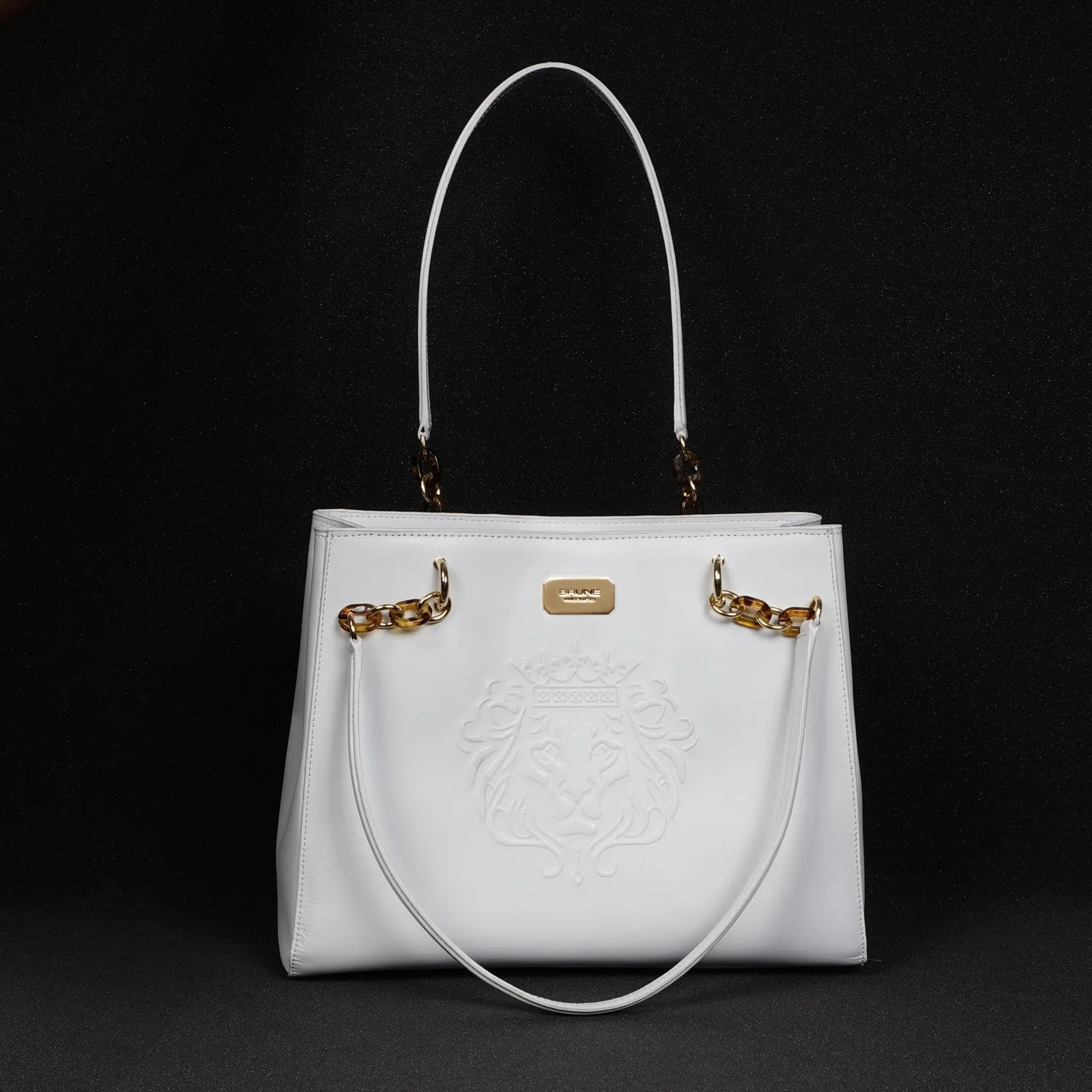 Exotic White Ladies Handbag in Genuine Leather