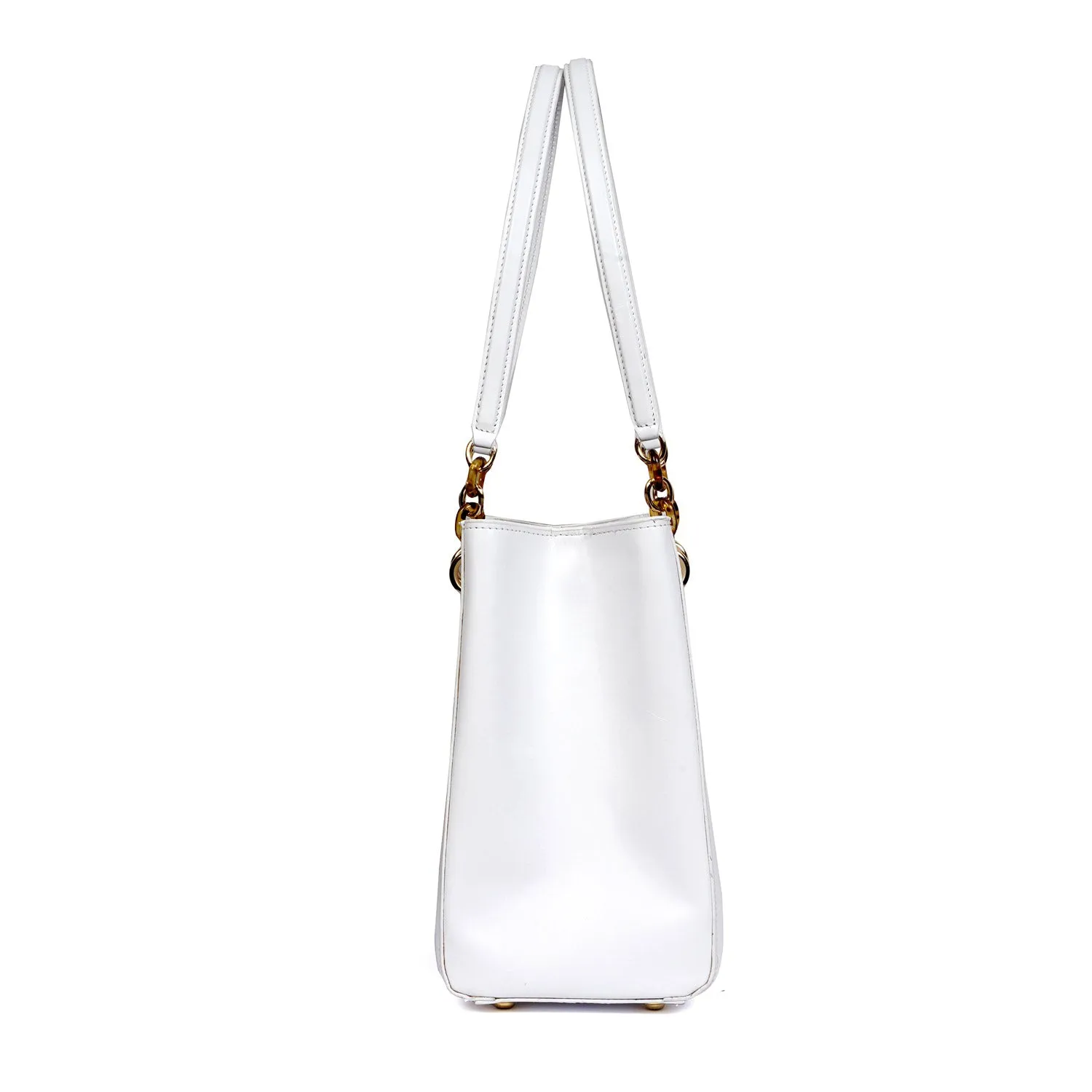 Exotic White Ladies Handbag in Genuine Leather