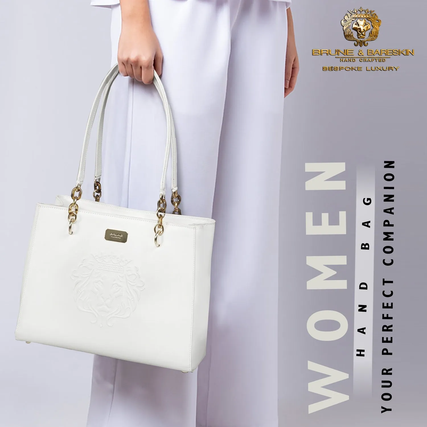 Exotic White Ladies Handbag in Genuine Leather