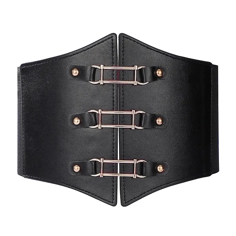 Fashion Solid Color Pu Leather Alloy Women's Corset Belts