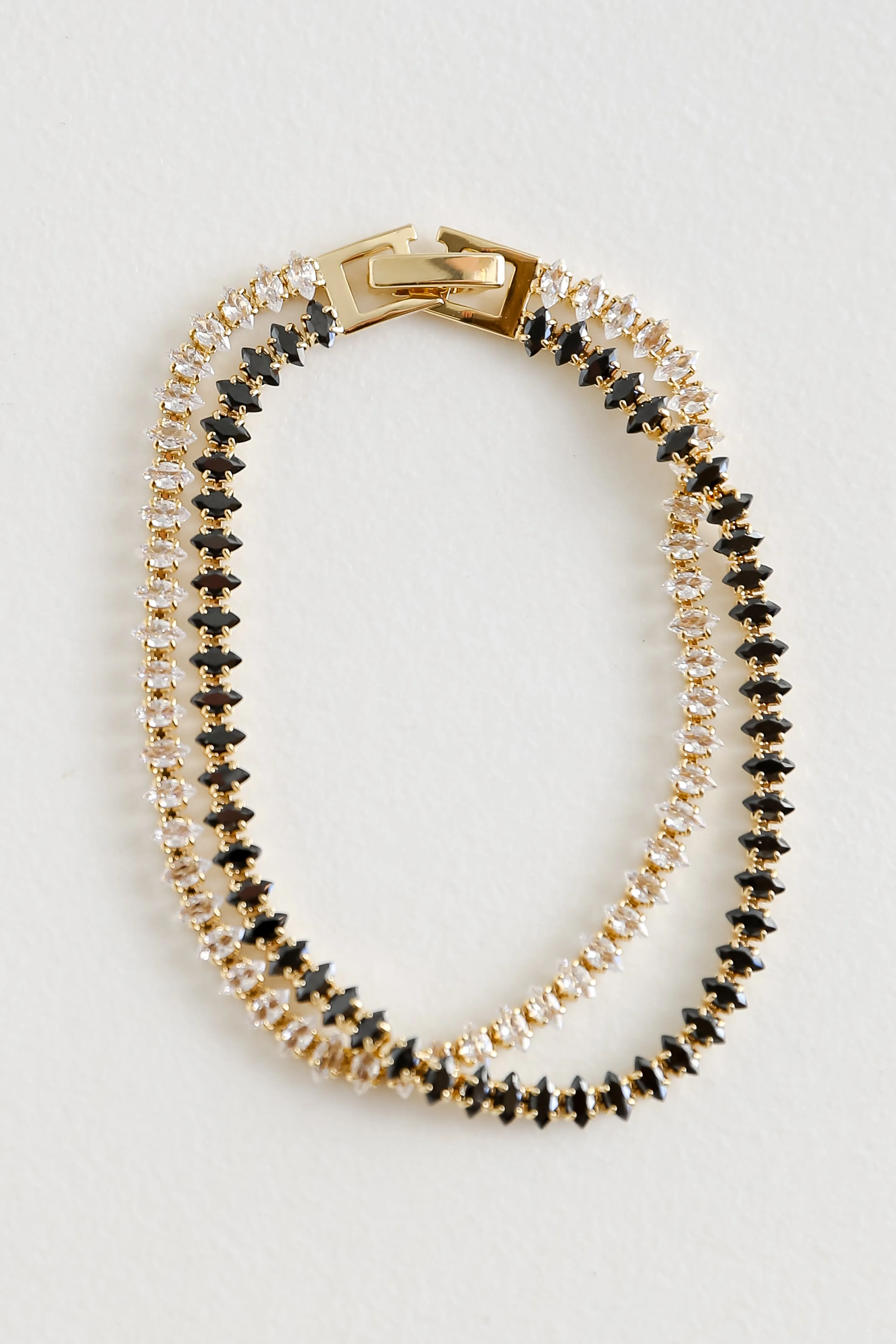 FINAL SALE - Eliana Gold Rhinestone Layered Chain Bracelet