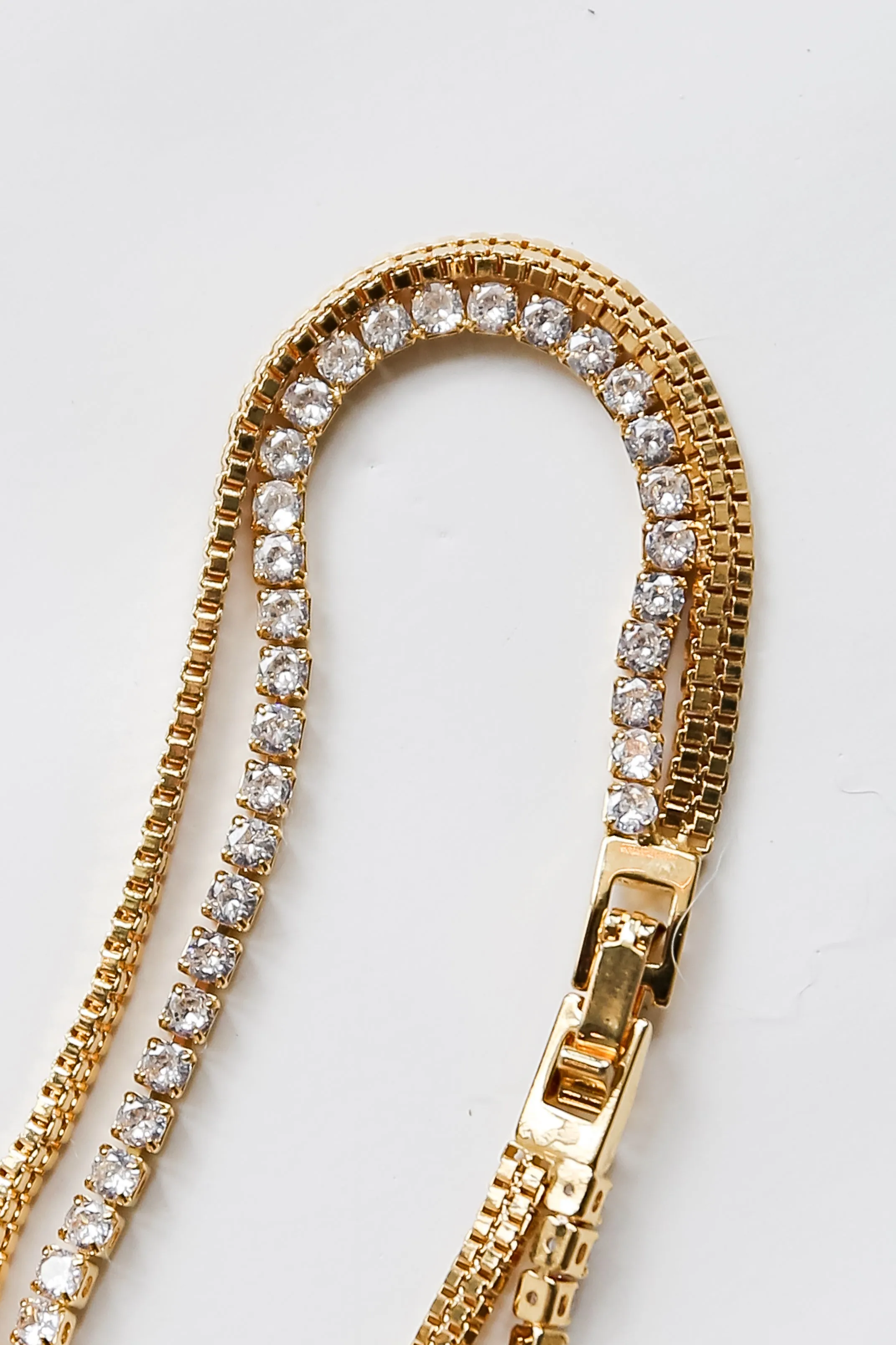 FINAL SALE - Remi Gold Rhinestone Layered Chain Bracelet