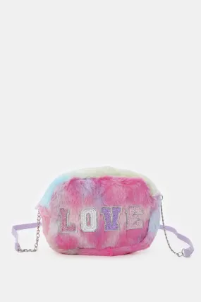 Girls Multicolour Faux Fur Cross Body Bag