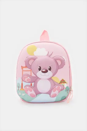 Girls Pink 3D Embellished Backpack