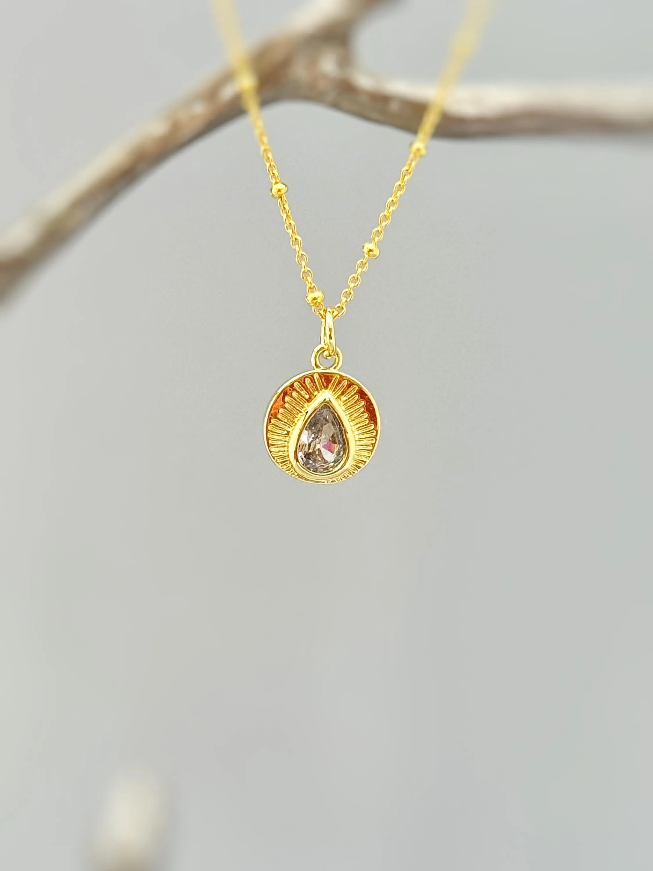 Gold Sunburst Crystal Necklace