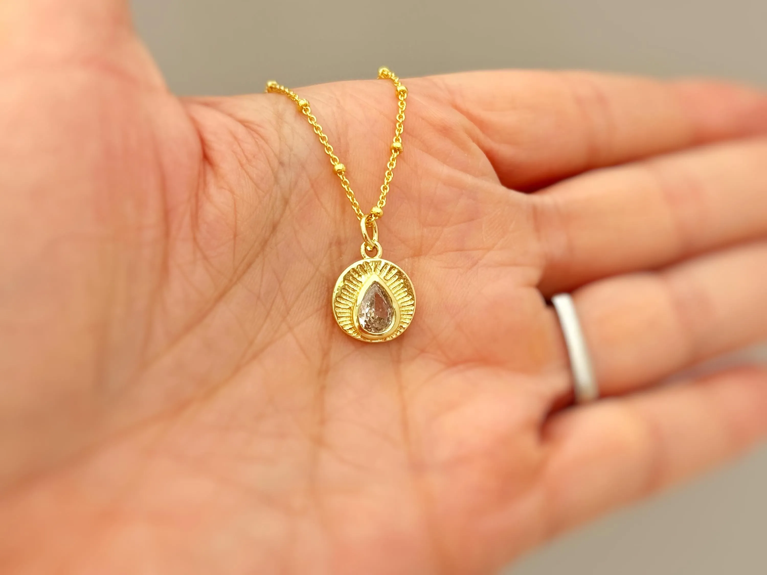 Gold Sunburst Crystal Necklace