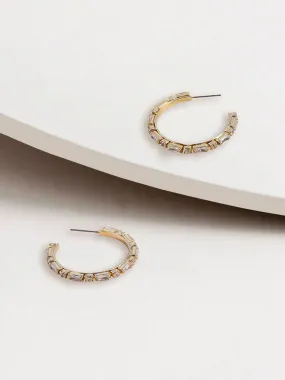 Harper Crystal Baguette Hoop Earrings