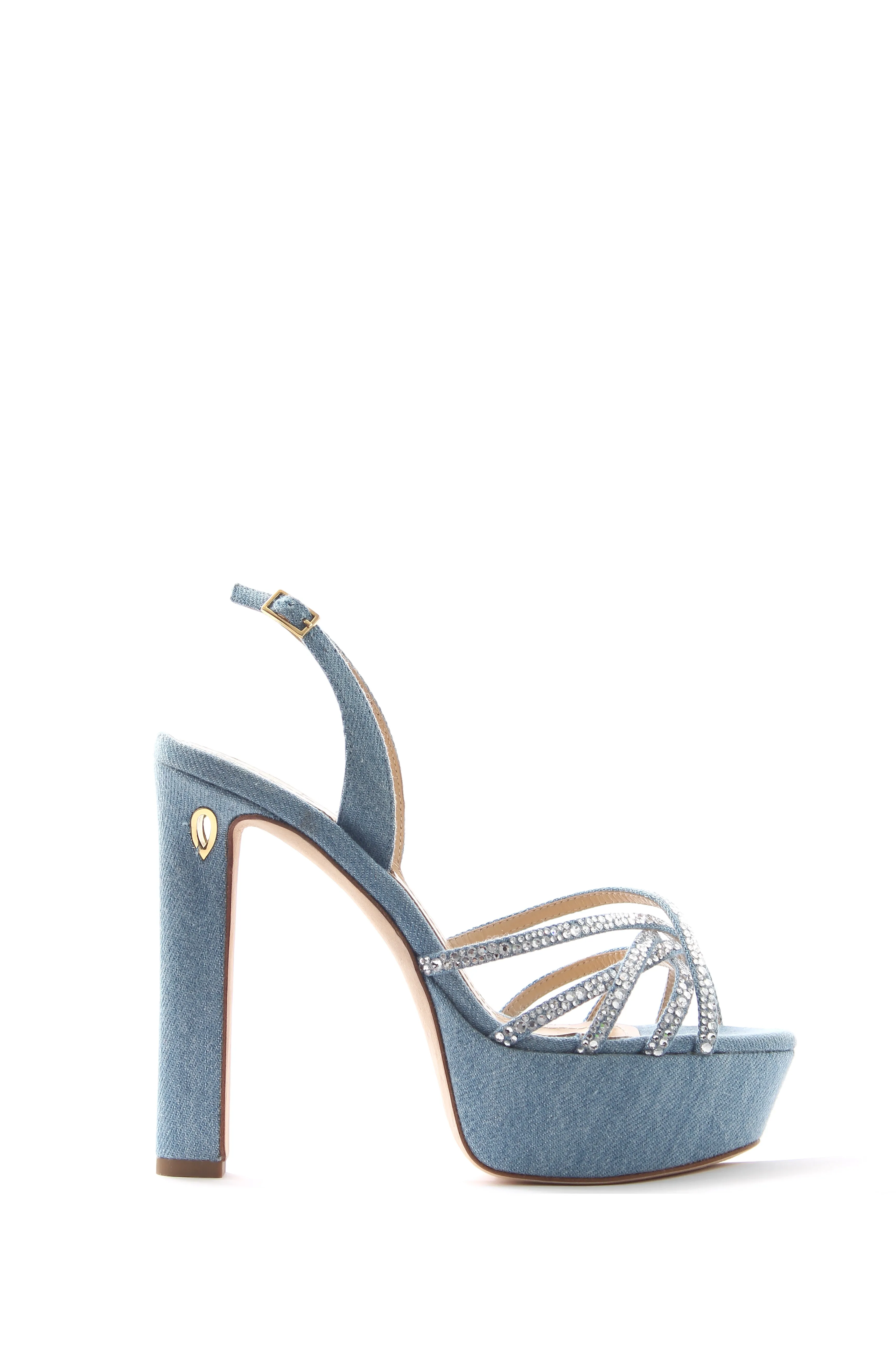 Jennifer Chamandi Roberto 130 Embellished Denim Sandals