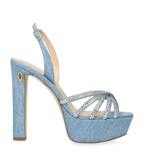 Jennifer Chamandi Roberto 130 Embellished Denim Sandals