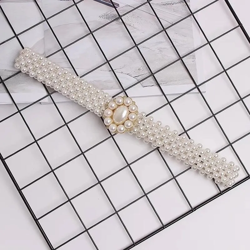 Lady Sweet Pastoral Round Imitation Pearl Women's Chain Belts