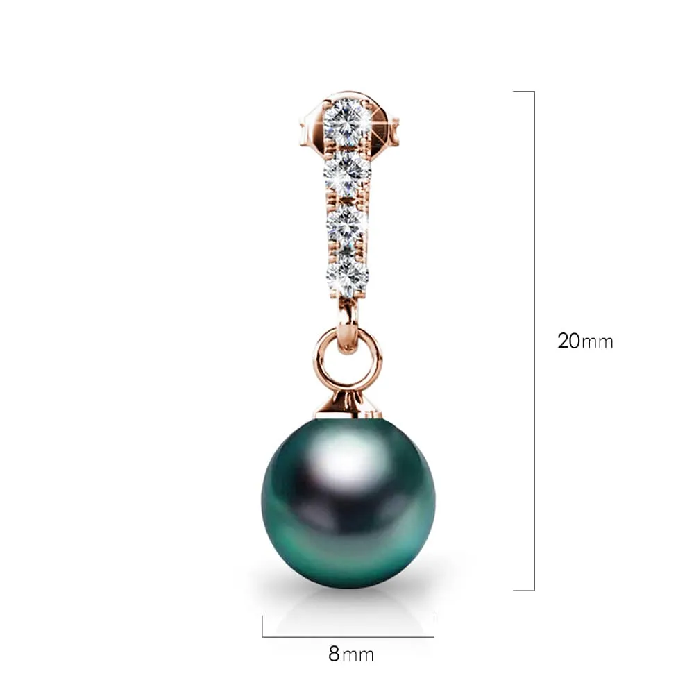 Lustrous Earrings Embellished with SWAROVSKI Crystal Iridescent Tahitian Look Pearls