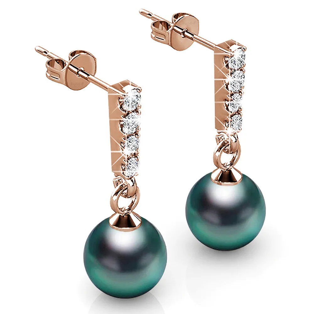 Lustrous Earrings Embellished with SWAROVSKI Crystal Iridescent Tahitian Look Pearls