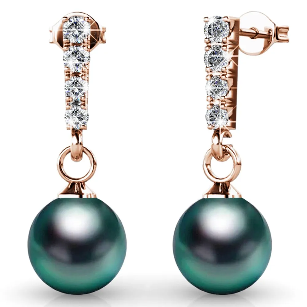 Lustrous Earrings Embellished with SWAROVSKI Crystal Iridescent Tahitian Look Pearls