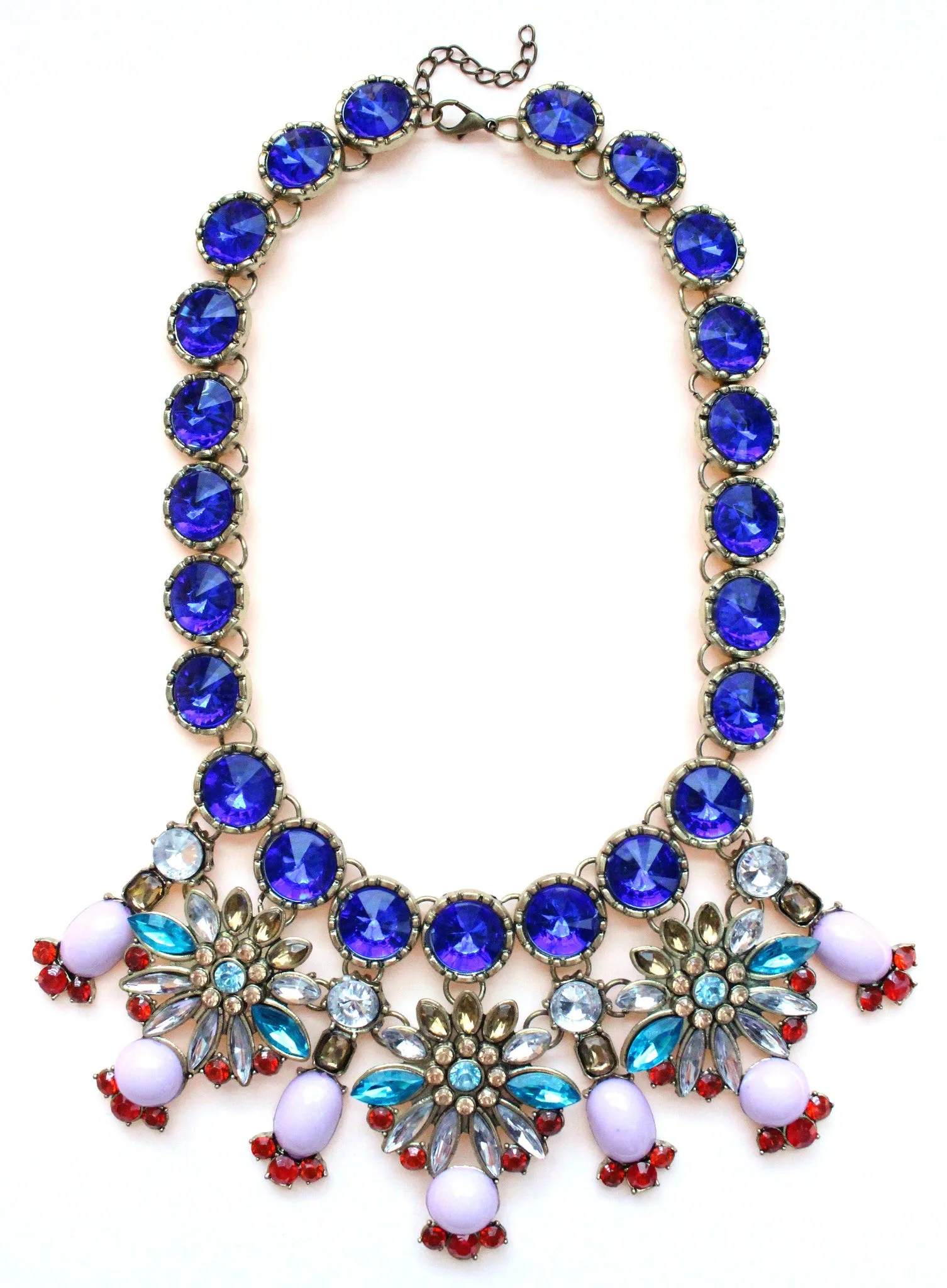 Luxe Cobalt Crystal Firework Statement Necklace