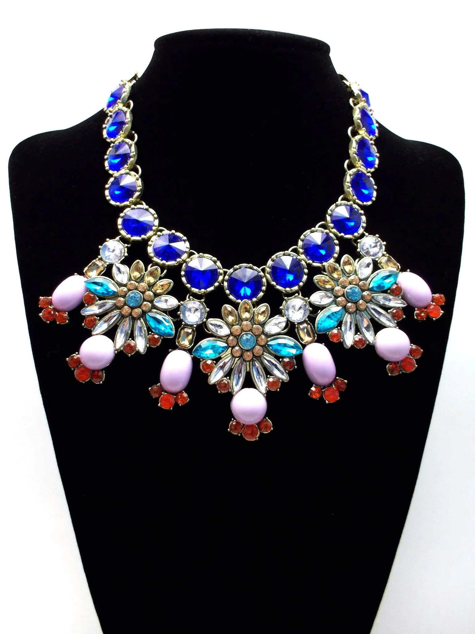 Luxe Cobalt Crystal Firework Statement Necklace